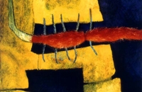 Knochen IV, 1996, 140x170 cm, Eitempera auf Nessel    