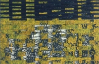 Konstruktion XI, 1994,138x200x5 cm,  Eitempera auf Nessel