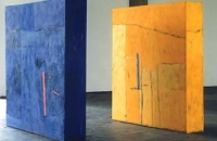 Parallelbeziehung, 1990, je 150x150x30 cm,  Eitempera auf Nessel