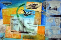 maschinenlandschaft [Windgräte], 2010, 30x45,5 cm, Collage/Mischtechnik auf Papier