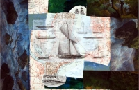 maschinenlandschaft [Fortbewegung], 2010, 32x40 cm, Collage/Mischtechnik auf Papier